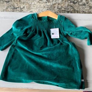 Ruffle Butts Evergreen velour smocked dress NWT